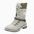 thumbnail image 2 of Dakaela Womens Combat Boots Mid Calf Winter Snow Boot with Side Zipper Lace up Lug Sole Low Wedge Motorcycle Outdoor Casual Shoes, 2 of 9