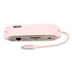 thumbnail image 1 of Estación de acoplamiento 8 en 1 multifunción 4K30Hz HD multipuerto USB 100M puerto de red USB C Hub adaptador rosa, 1 of 5
