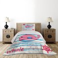 thumbnail image 3 of Ambesonne Cartoon Quilted Coverlet 2 Pcs, Fish Sailor Marine Sea, Twin Size, Cream Red Blue, 3 of 4