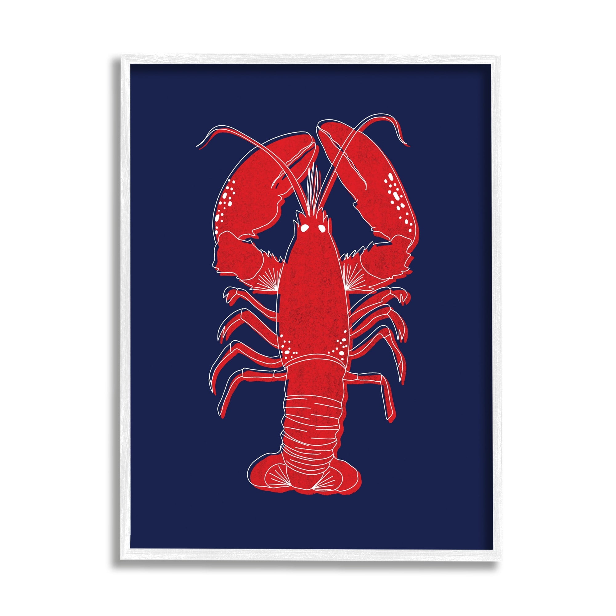 Stupell Industries Juicy Lobster Seafood White Outline Crustacean ,11 x 14, Design by Emily Cromwell