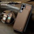 thumbnail image 6 of Allytechgroup Wallet Case for Samsung Galaxy S25 Edge with Credit Card Holder, [RFID Blocking] [Camera Screen Protection] PU Leather Magnetic Clasp Kickstand Shockproof Protective Case, Brown, 6 of 9