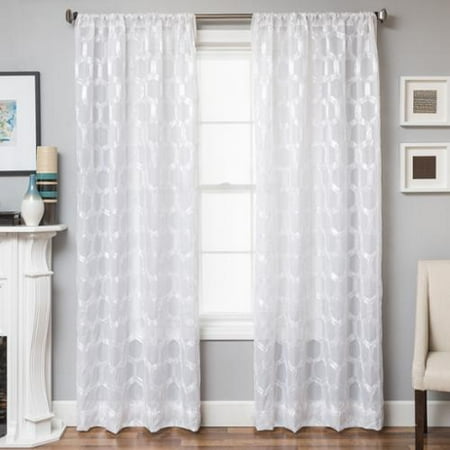 Softline Brach Geometric Applique Sheer Curtain Panel Walmart Com