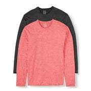 Blue Star Clothing Men's Base Layer Performance Heathered Long Sleeve Crew Neck Fitness T-Shirt - 2 Pack