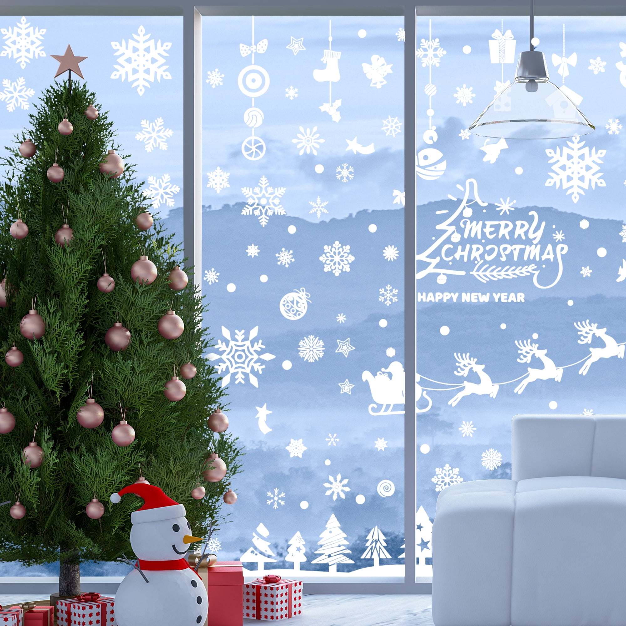 Unique Bargains Window Clings Party Supplies for Holiday White Pendant Christmas Tree