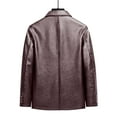 thumbnail image 5 of RongHuan Mens Big and Tall Business Jacket Casual Faux Leather Jackets Fall Winter Regular Fit Outwear Loose Fit Long Sleeve Coat, 5 of 8