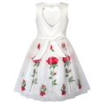 thumbnail image 4 of Girls Dress White Rose Flower Embroidery Heart Shape Back Wedding 7, 4 of 8
