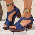 thumbnail image 6 of LOVZFMLL Women's Chunky Block Heel Sandals Fashion Open Toe Ankle Strap Heels for Summer Casual Outdoor Walking Beach Vacation Blue 6.5, 6 of 8