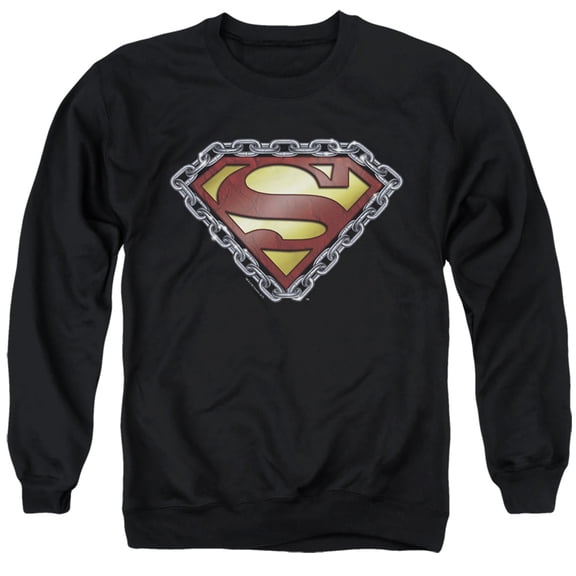 Superman Chained Shield Adult Crewneck Sweatshirt Black