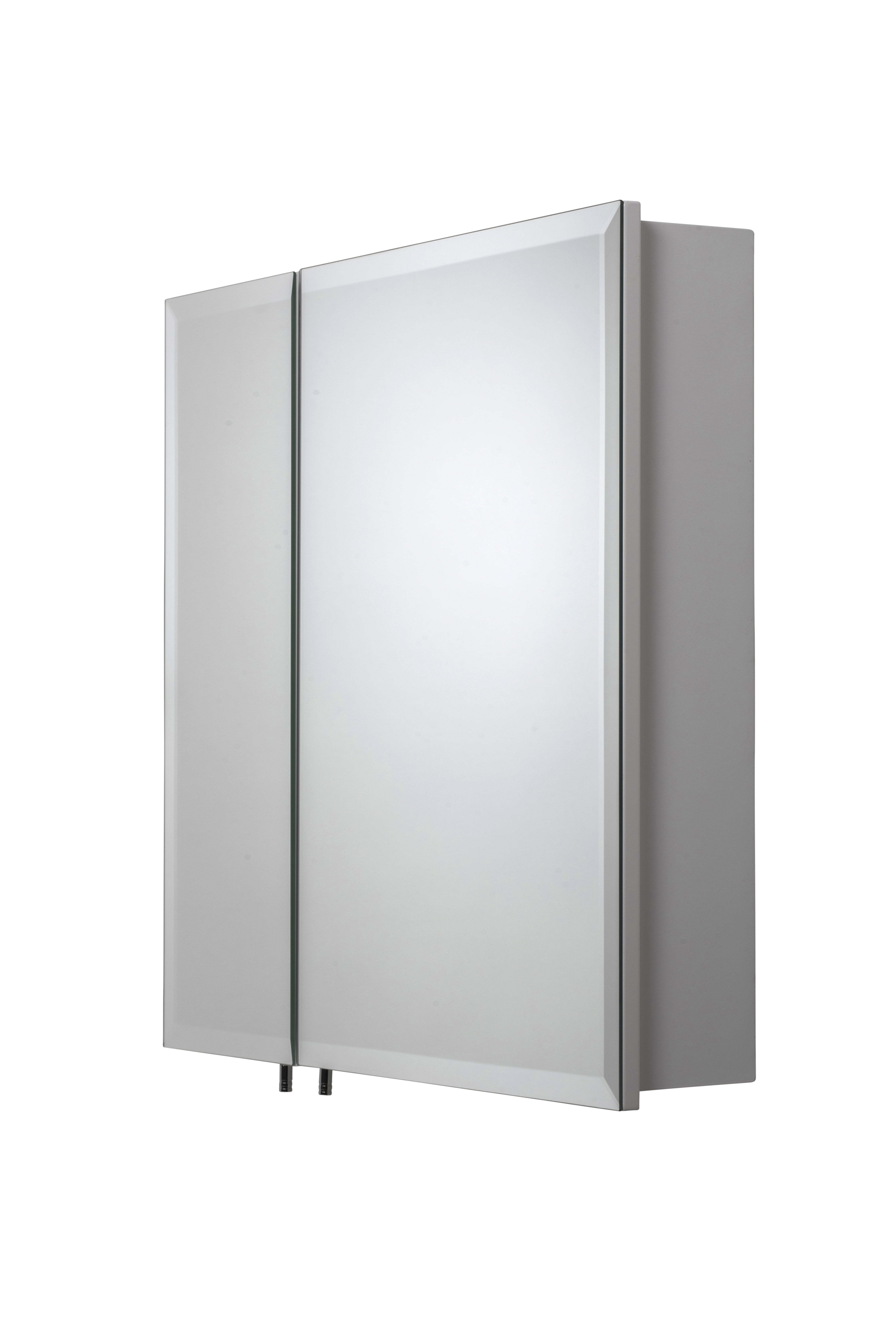 Croydex Oreille Square Double Door White Steel Medicine Cabinet, Mirror Doors (24X24in)