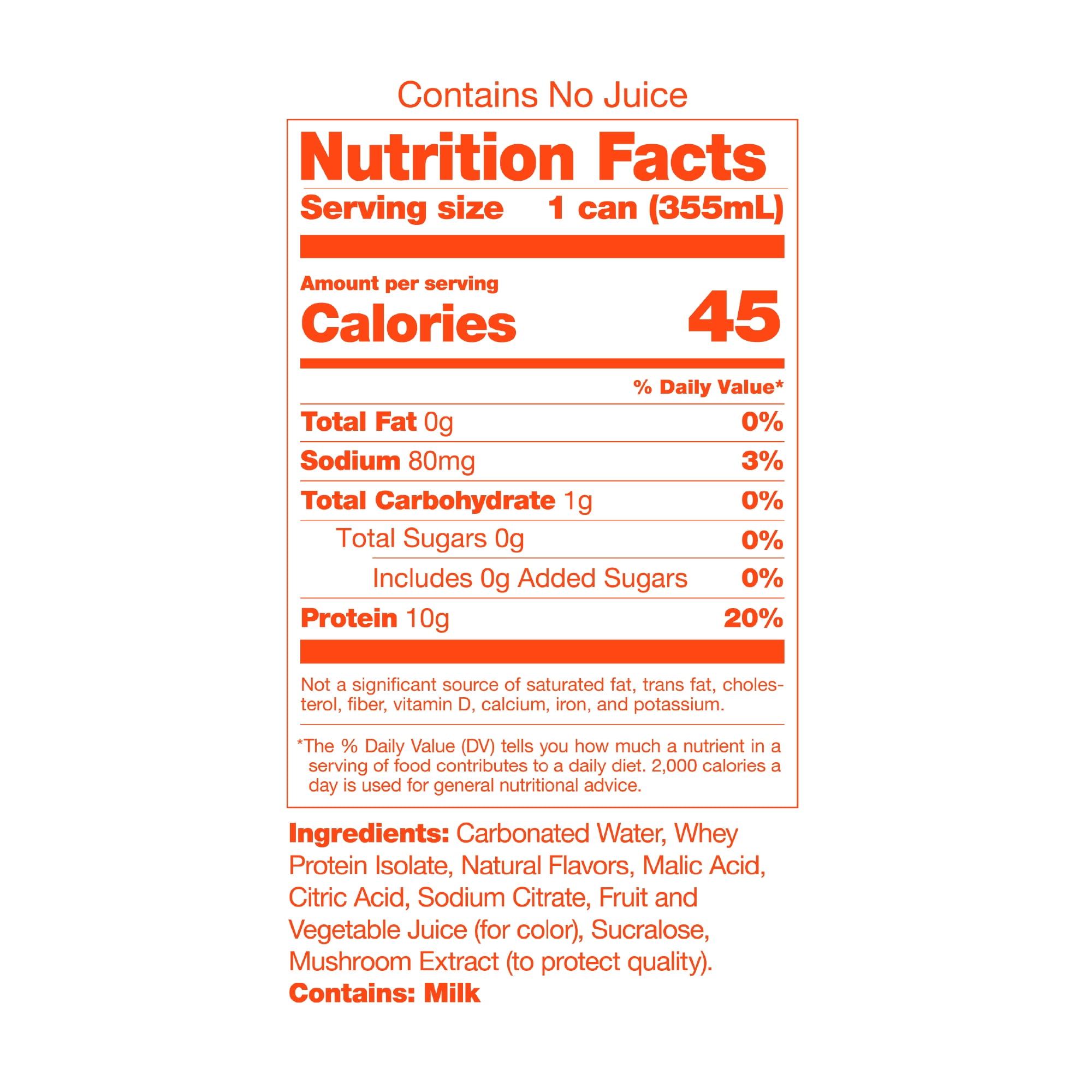 SkyPop Protein Soda, Orange