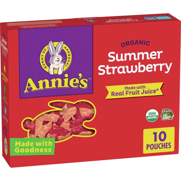 Annie's Organic Bunny Fruit Flavored Snacks, Summer Strawberry, Gluten