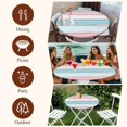 thumbnail image 6 of Pink Blue Wood Grain Round Tablecloth 55-60 Inch Round Fitted Table Cloth with Elastic Edge, Abstract Modern Watercolor Stripes Waterproof Table Cover Protector for Outdoor Picnic Party Dining, 6 of 6