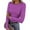 Purple, variant on EchfiProm Womens Tops Coffee Casual Slim Long Sleeve Ribbed Crew Neck T-Shirt for Women Striped