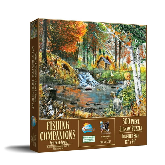 SUNSOUT INC - Fishing Companions - 500 pc Jigsaw Puzzle by Artist: Ed Wargo - Finished Size 18" x 24" - MPN# 52317