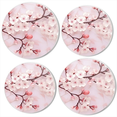 

BaHomeck Electric Stove Burner Covers Set of 4 Round Metal Gas Stove Burner Covers 8 Inch and 10 Inch Kitchen Decor Spring Pink Cherry Blossom