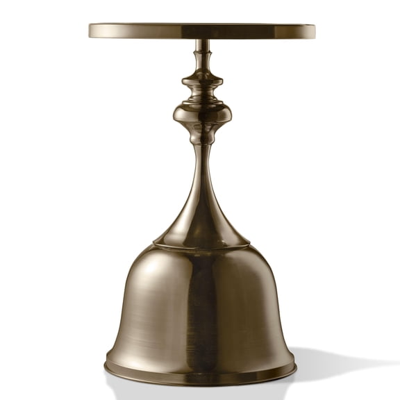 Halric 24 Modern Round End Table Antique Brass Pedestal Base Accent Table