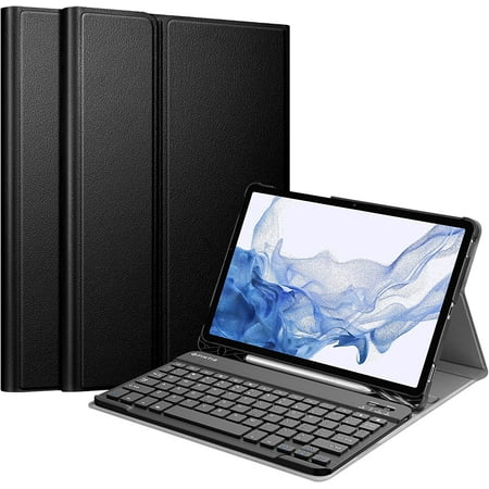 Timoom Keyboard Case for Samsung Galaxy Tab S8 / Tab S7 11 inch (Model SM-X700/X706/T870/T875/T876) with S Pen Holder, Slim Lightweight Stand Cover w/Detachable Wireless Bluetooth Keyboard, Black