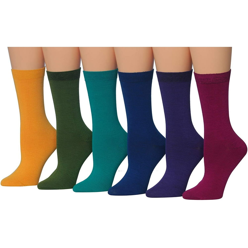 Tipi Toe Tipi Toe Women's 6Pairs Lightweight Solid Colored Crew