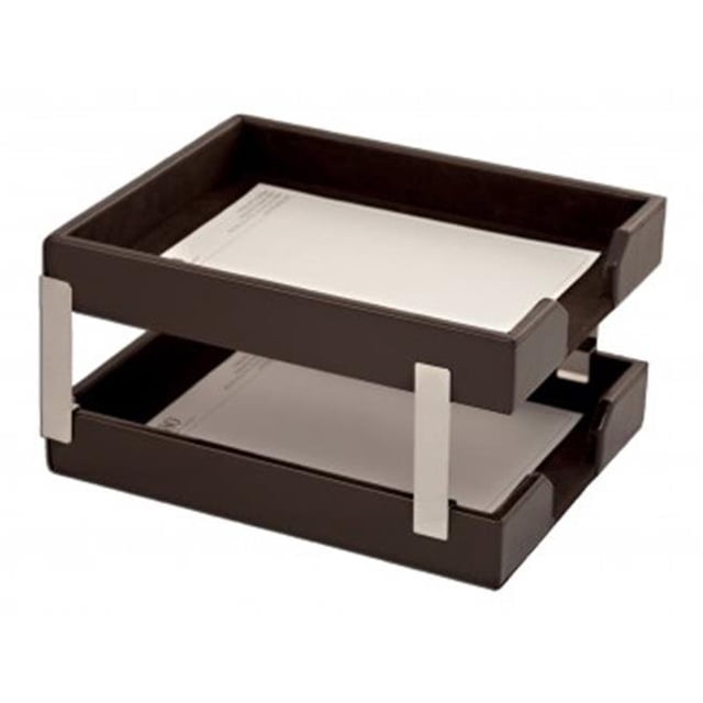 Dacasso Plateaux Doubles en Cuir Econo-Line - Brun Foncé