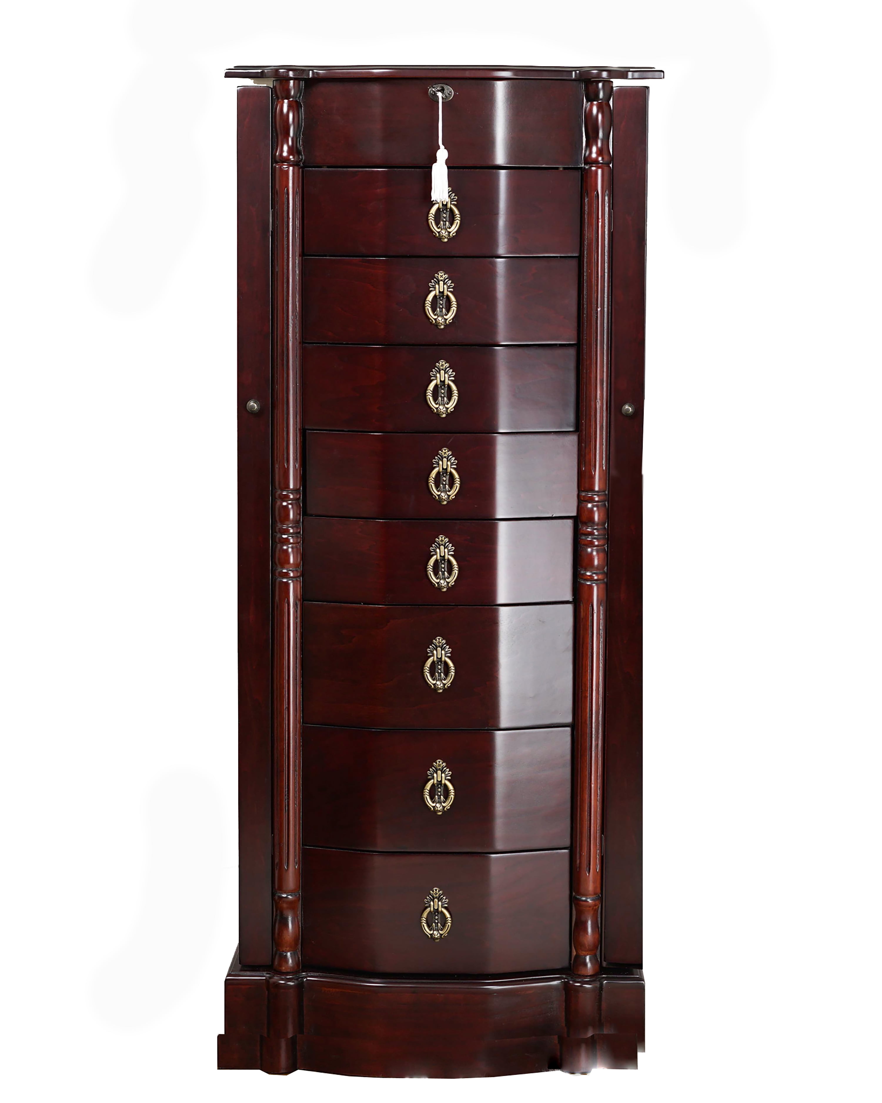 Cherry Floor Standing Jewelry Armoire - cherry floor standing jewelry armoire