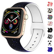 WASPO Compatible for Apple Watch Band 38mm 40mm 42mm 44mm, iWatch Sport Soft Silicone Band with Fadeless Printed