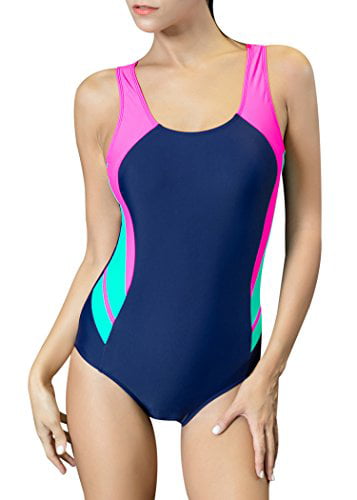 Uhnice Womens Athletic One Piece Swimsuits Racing Training Sports Bathing Suit
