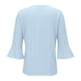 thumbnail image 4 of Scyoekwg Womens Tops V-Neck Button Flared Sleeve Tunic Tops Fall Clothes Fashion Dressy Casual Blouses Vintage Long Sleeve Tops Solid Color Loose Pullover(Sky Blue,L), 4 of 4