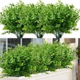 thumbnail image 2 of PCS Plantas de eucalipto artificiales, arbustos de boj falsos resistentes a los rayos UV que no se decoloran, vegetación de plástico sintético para bodas, ramos de novia, interiores, exteriores,, 2 of 5