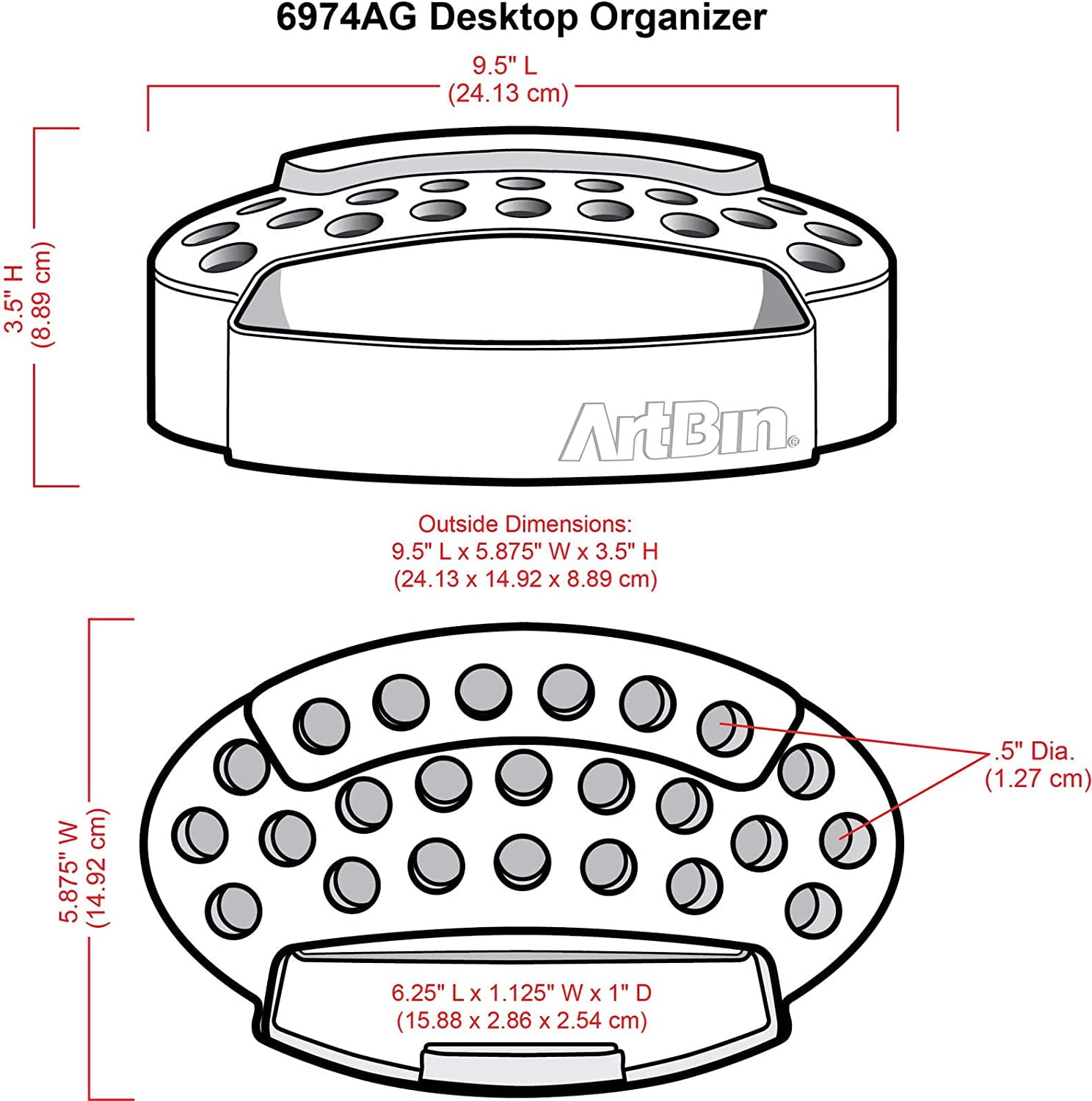 ArtBin 6974AG Desktop Accessory Storage with 24 Slots, [1] Art & Craft Organizer, White