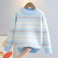 thumbnail image 2 of Fall/Winter Saving! HVOBTTY Kid's Classic Knited Sweater, Toddler Fall Pullover Sweater, Girls Striped Crewneck Knit Pullover Thickened Fleece Lined Sweater Long Sleeve Top Blue, 11-12 Years, 2 of 5
