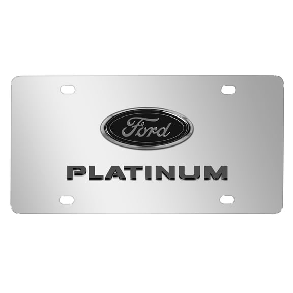 iPick Image for Ford Platinum 3D Dark Gray Logo on Mirror Chrome Stainless Steel License Plate, Official Licensed
