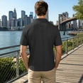 thumbnail image 4 of Mens Cotton Linen Golf Polo Shirts Short Sleeve Lapel Collar Breathable Casual Work Tops, 4 of 6