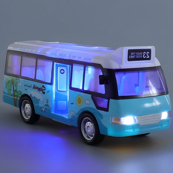BESTSKY School Bus Model Toy with Sound and Light Diecast Vehicle Educational Push Pull Toy for Kids Role Play and Collecting