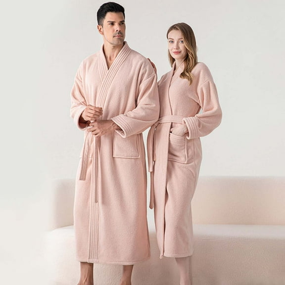 Hinvhai Microfiber Robe for Men, Luxury Hotel, Spa & Resort Bath Robe. Plush Mens Bathrobe with Pockets Pink Xl(XL)