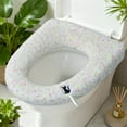thumbnail image 5 of LmnLft Floral Pattern Thick Plush Toilet Seat Cushion with Handle, Soft Furry Toilet Lid Cover, Washable Stretchable Seat Pad for Winter Bathroom Comfort, 5 of 5