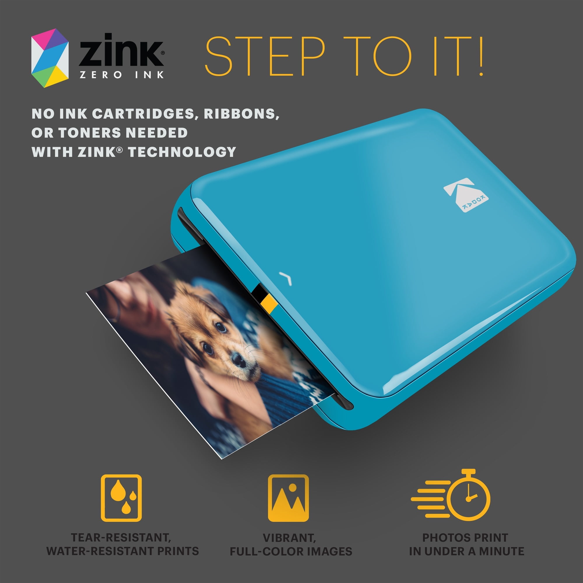 Kodak Step Instant Smartphone Printer with ZINK Zero Ink, Bluetooth, Includes 75 Sheets