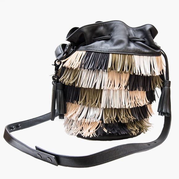Loeffler Randall Multi-Colored Leather Industry Fringe Bucket Bag