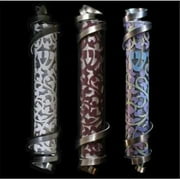 Judaica Kingdom MD-SP1-3 Handmade Glass & Stained Glass Mezuzahs - Spiraled Mezuzah - hand-shaped White