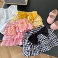 thumbnail image 4 of PINQI Party Sundress for Children Baby Girl Summer Thin Plaid Print with Bow Girls Ruffle Pleated Short Skirt Inside with Shorts, 4 of 7