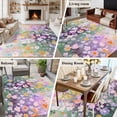 thumbnail image 5 of 8'x10' Area Rugs, Teal Spring Floral Indoor Outdoor Area Rug for Living Room Bedroom, Modern Oil Painted Daisy Botanical Washable Bathroom Rugs Kitchen Floor Carpet Mats Home Decor Aesthetic, 5 of 8