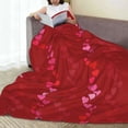 thumbnail image 4 of Red Heart Romance Pattern Throw Blanket, Super Soft Anti-Pilling Flannel Bed Blankets, 60"x50", 4 of 8