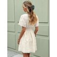 thumbnail image 2 of Apricot Women Summer Textured Lace V-Neck Short Sleeve Waisted A-Line Dress, 2 of 6