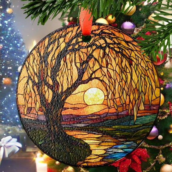 Weeping Willow Plant Christmas Ornament, Ceramic/Acrylic Ornament, Mother’s Day Keepsake, Valentine’s Day Decor, Festival Gift Ornament, Collectible 2025