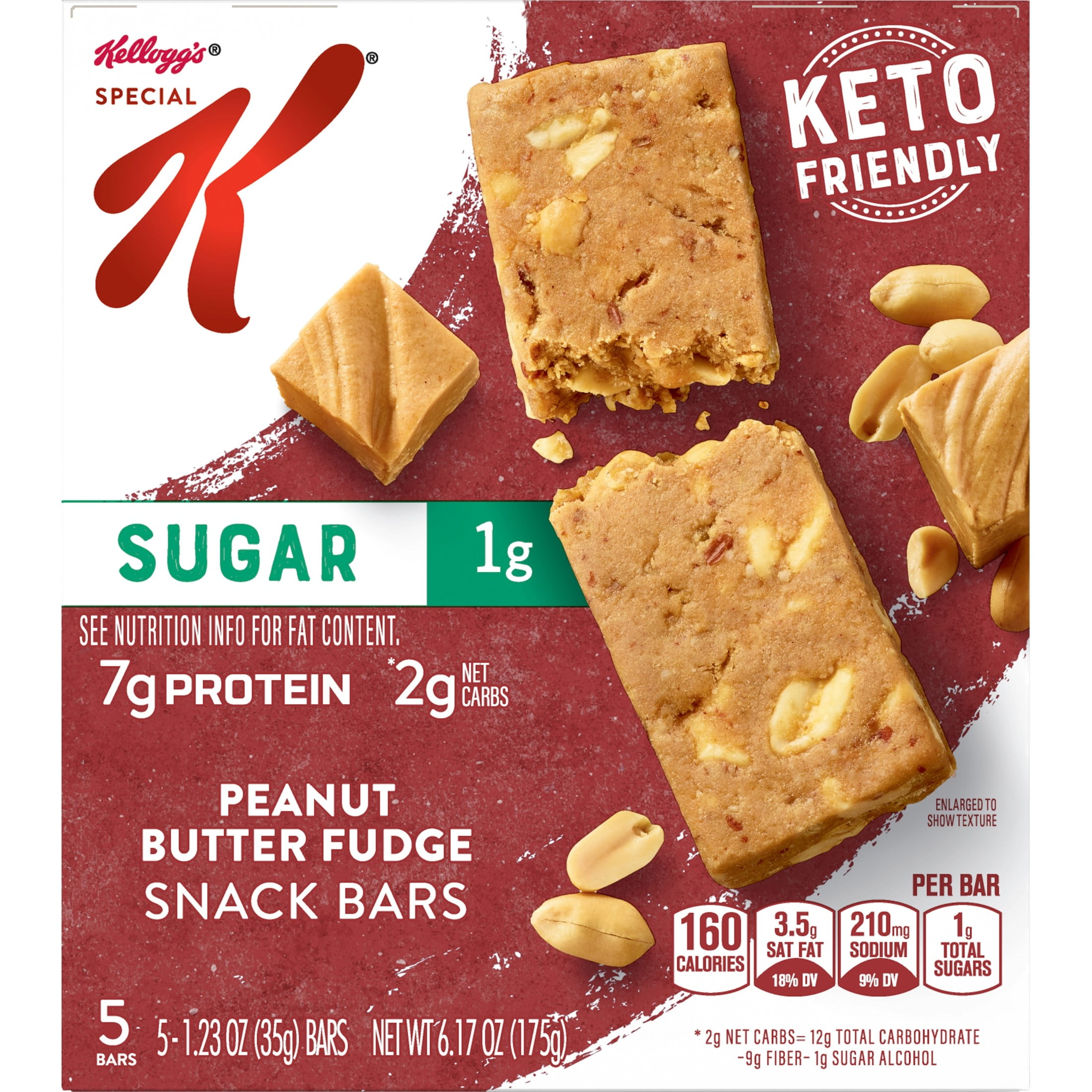 Special K Peanut Butter Fudge Chewy Snack Bars, Keto Friendly, 7g Protein, 6.17 oz, 5 Count