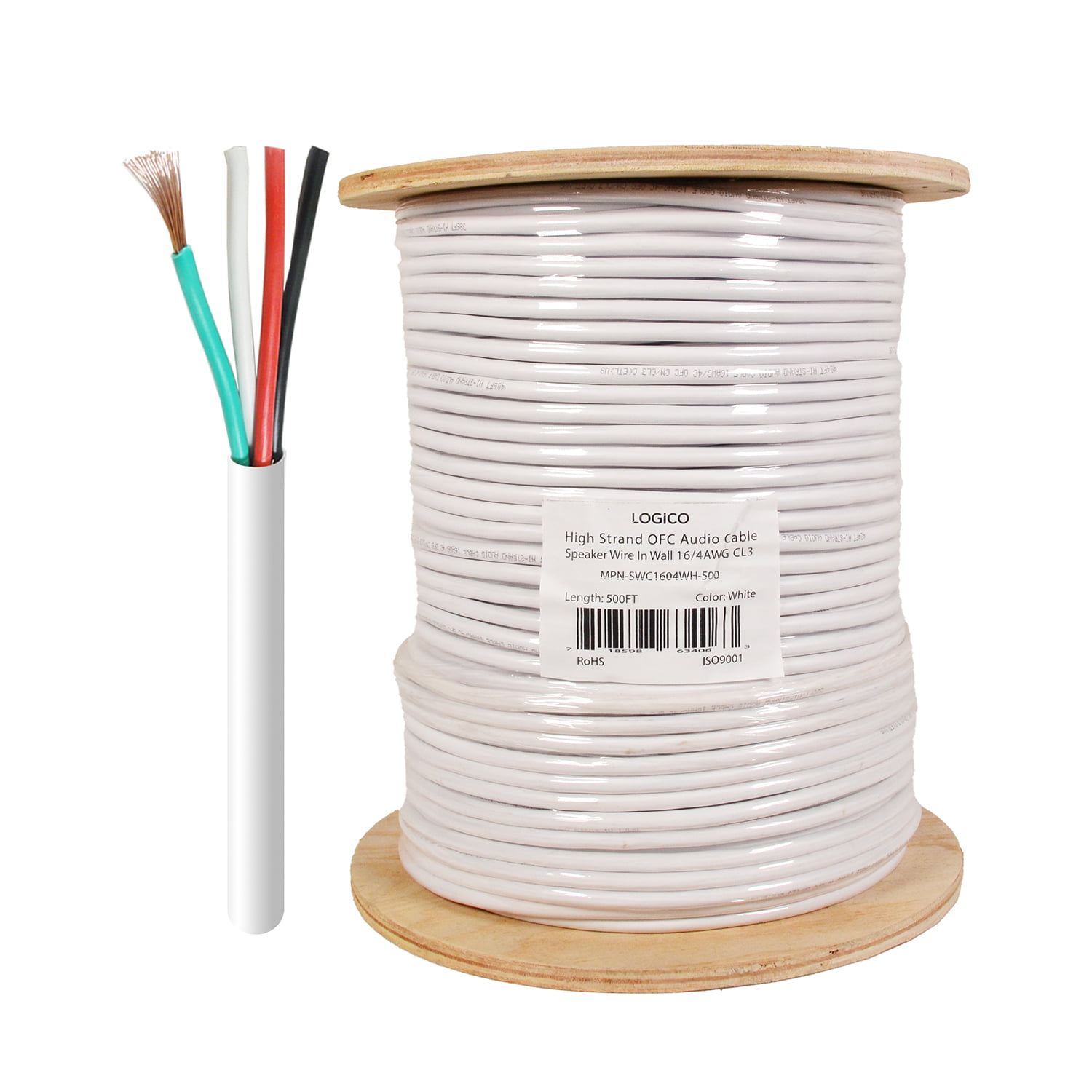 250'ft 16 4 AWG Gauge IN-WALL Speaker Wire Cable WHIT 