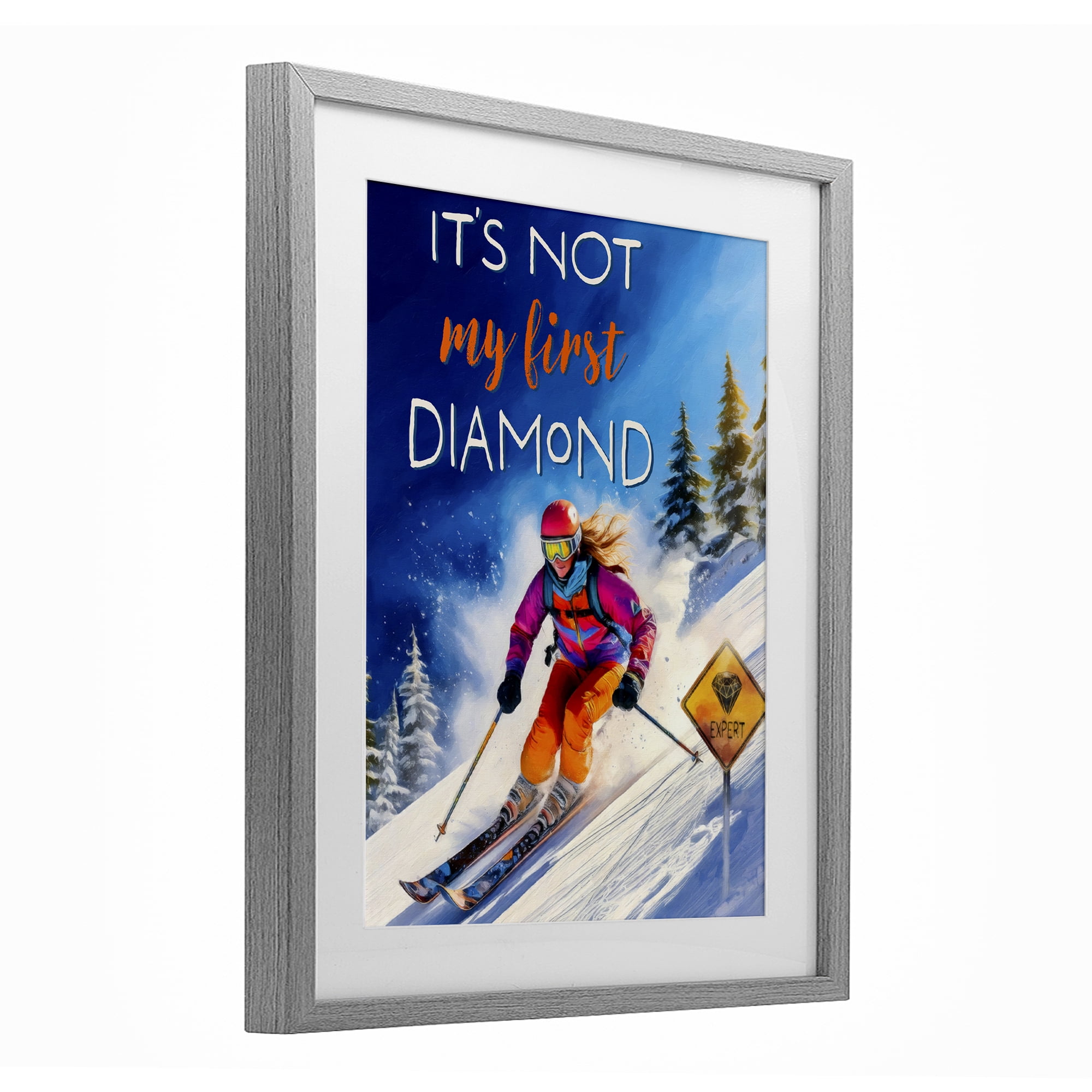 Stupell Industries Not My First Diamond Gray Framed Print Under Glass, design by Grotto Studios