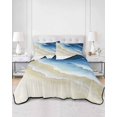 thumbnail image 2 of Twin XL Quilt Bedding Set, Navy Blue Ombre Ocean Reversible Summer Quilt 3 Pieces, Watercolor Coastal Beach Waves Lightweight Bedspreads Coverlets with 2 Pillow Shams for All Seasons, 2 of 5