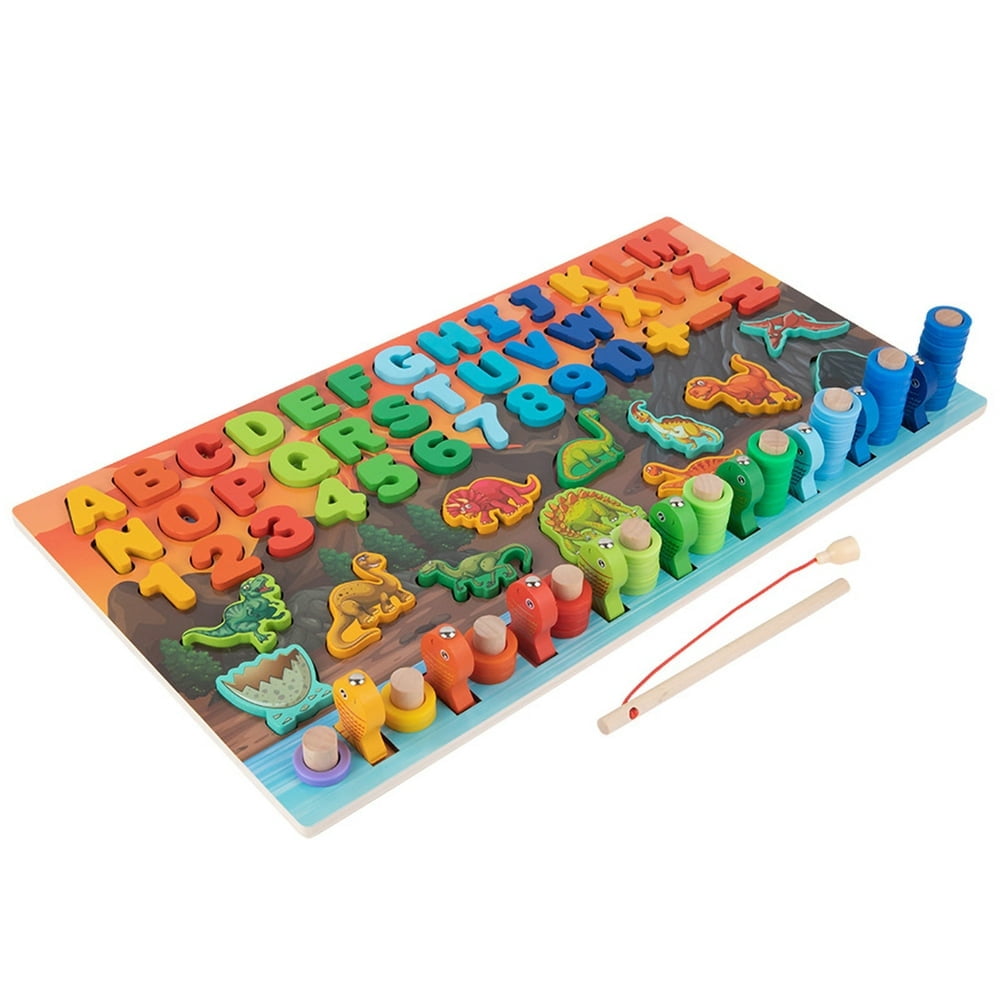 Jeu Montessori 2 En 1 à Empiler Et Pêcher – 24 Blocs Et 6 Poissons – Développement De La Motricité Fine – Cadeau Anniversaire Pour Enfant 1 2 3 Ans