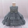 thumbnail image 2 of HaiMao Baby Girls Dress Toddler Party Dress Cute Church Baptism Birthday Party formal Dress Gray 12 Months, 2 of 6
