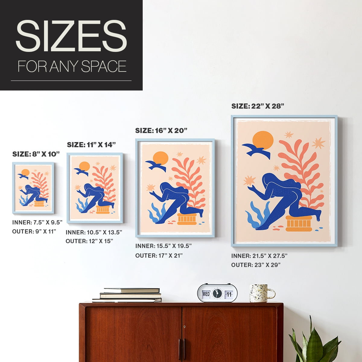 Matisse CCCLXV in Blue Solid Wood 16 x 20 Framed Print
